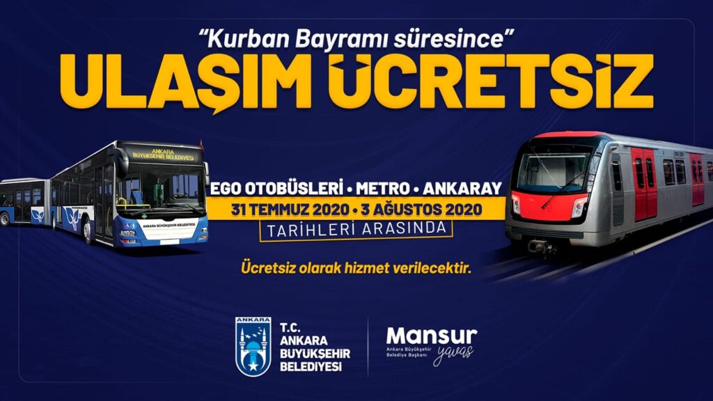 Ankara’da Bayram Boyunca Toplu Taşıma Ücretsiz